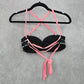 Xhilaration Black White Pink Padded String Adjustable Bikini Top Swimwear Medium