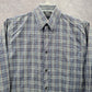 Dockers Gray Plaid Button Down Work Western Long Sleeve Cotton Shirt Small