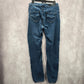 053. Rue21 Twentyone Black Blue Denim Pants Straight Stretch Skinny Jeans 13/14R