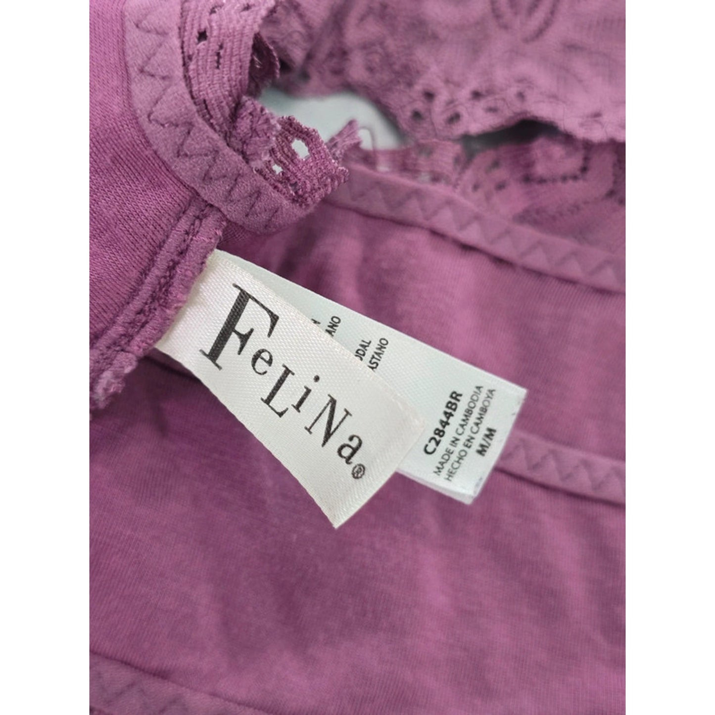 Felina Purple Lace Floral Whimsy Racerback Bridal Bralette Medium