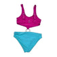 3GN Pink Blue One Piece Cutout Bathing Suit Silver Circle Swimwear Medium