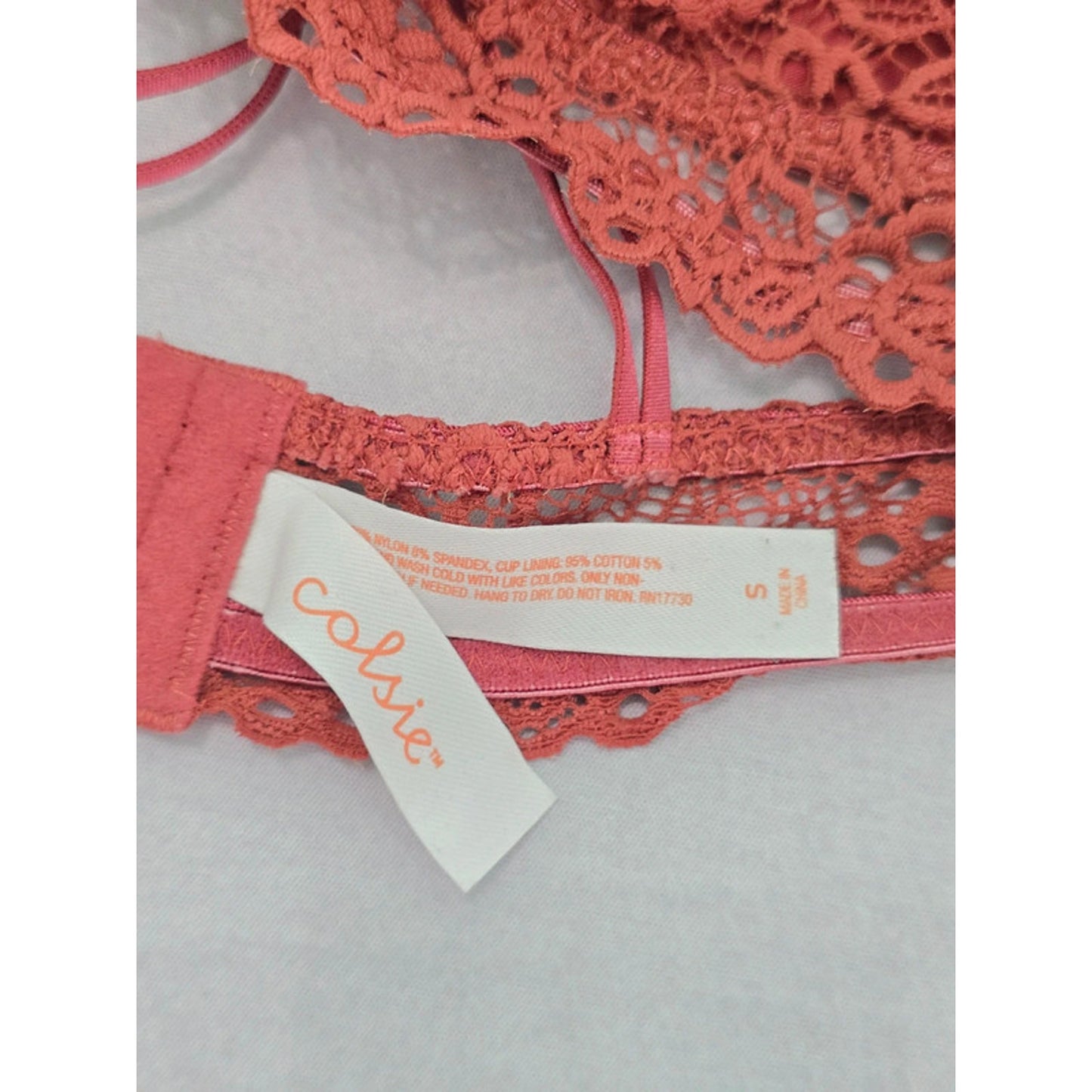 Colsie Rust Lace Floral Fairy Bridal Whimsy Romantic Bralette Small