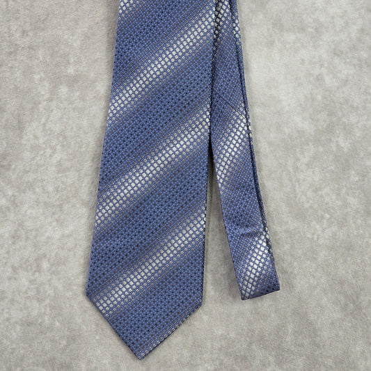 Kenneth Cole New York Blue Gray Black Executive Silk Geometric Neck Tie Men's