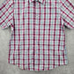 Report Collection Red Plaid Stripe Button Down Short Sleeve Work Casual Shirt XL