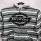 Dickies Gray Black Stripes Fleece Hoodie Full Zip Jacket Coat VTG Y2K Large L 7