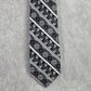 Beau Brummel Black Silver Gray Floral Stripe Silk Executive Neck Tie Men's