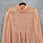 Shop The Trend Peach Sheer Long Sleeve Boho Cottage Lace Top Blouse Small