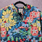 Gymboree Blue Floral Pullover Windbreaker Hood Coat Jacket Half Zip Girls XL 14