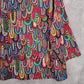 065. Geometric Pattern Multicolor Long Sleeve Top Plus 6XL