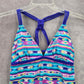 Hula Honey Purple Print Crisscross Padded Swimwear Tankini Tank Top Medium M