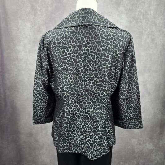 Alex Marie Black Gray Executive Jacket Coat Formal Animal Print Medium