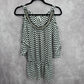 Studio Y Back White Chevron Beaded Sheer Cut Out Cold Shoulder Top XS