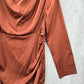 Shein Brown Copper Drape Long Sleeve Zipper Party Y2K Indie Dress Medium 8/10