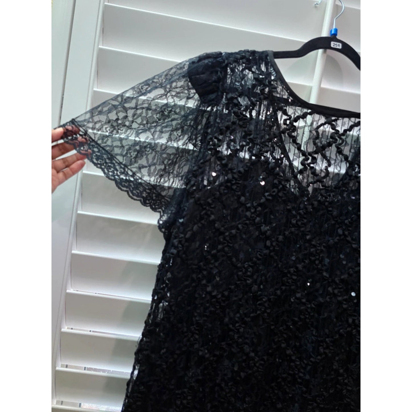 Black Lace Sequin Whimsy Goth Fairy Sparkly Gothic Glam Holiday Dress Plus 24W