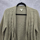 Sonoma Tan Sweater Drape Acrylic Open Style Long Sleeve Cardigan Petite Medium