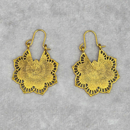 Zara Gold Hoop Floral Leaf Bohemian Hook Fashion Jewelry Earrings NWT JB2-80
