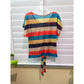 Multicolor Stripes Tie Front Disco Party Summer Top Medium