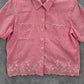 Koret Pink Plaid Short Button VTG Y2K Scallop Embroidered Floral Top Shirt