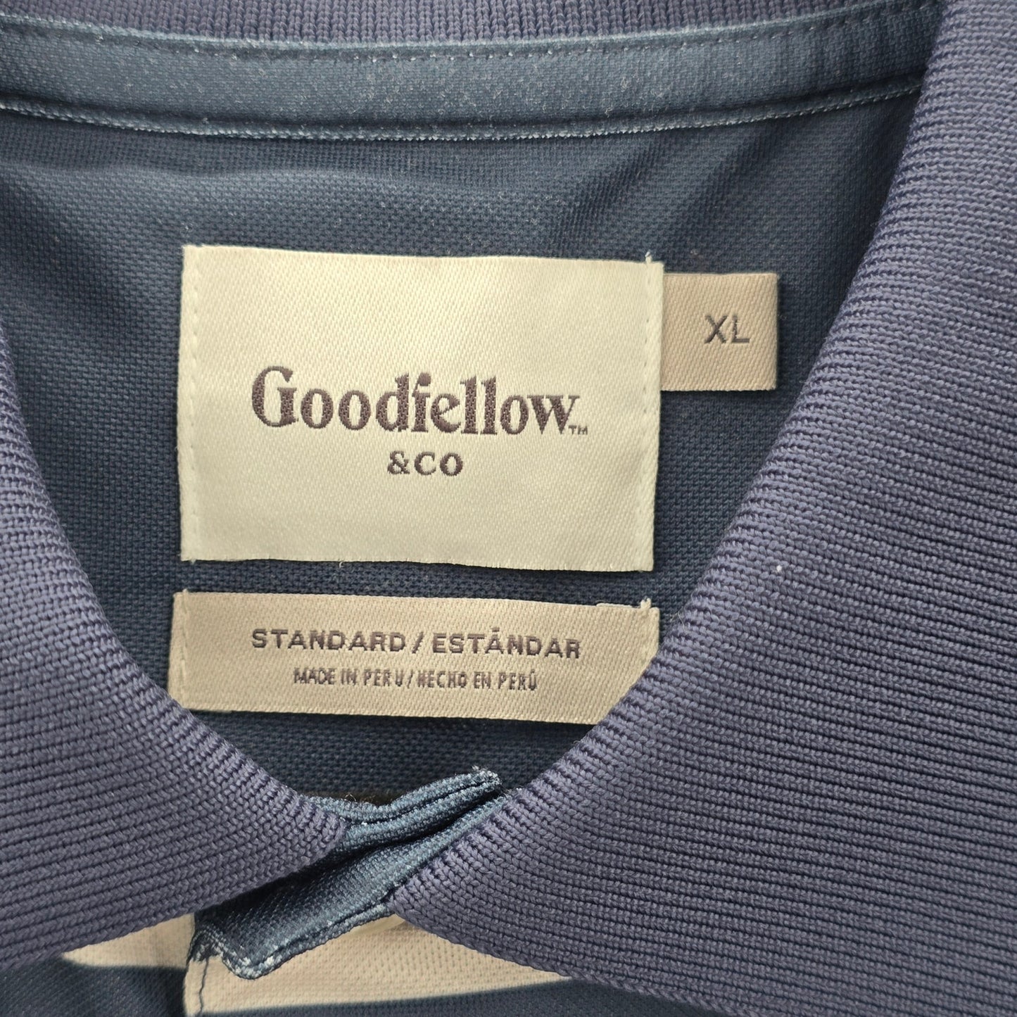 Goodfellow & Co Blue Stripe Short Sleeve Golf Polo Active Mens Shirt Top XL
