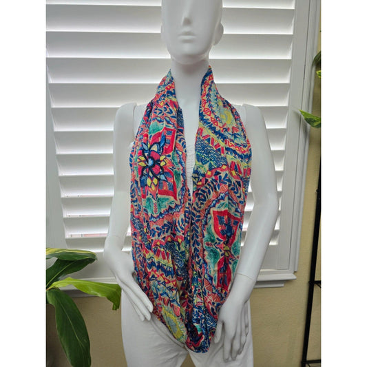 Multicolor Floral Cottage 90s Infinity Scarf OSFM