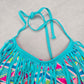 Urban Sea Blue Fringe Padded Halter Tie Boho Bikini Bralette Swim Top S Small
