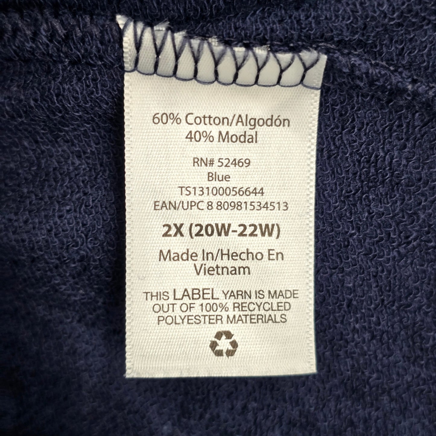 Terra & Sky Navy Blue Active Jogger Relaxed Pullon Sweat Pants Shorts Plus 2X