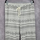 Old Navy White Gray Fleece Snowflake Sleep Pajama Bottoms Pants M Medium