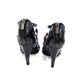 Kenneth Cole Reaction Black Patent Cage Slide In Open Toe Zip Up Heels Size 7.5