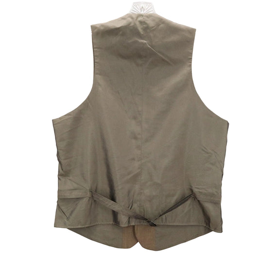 Brown 5 Button Welt Pocket Round Waistcoat Tuxedo Suit Vest Wool Small 37R 30W