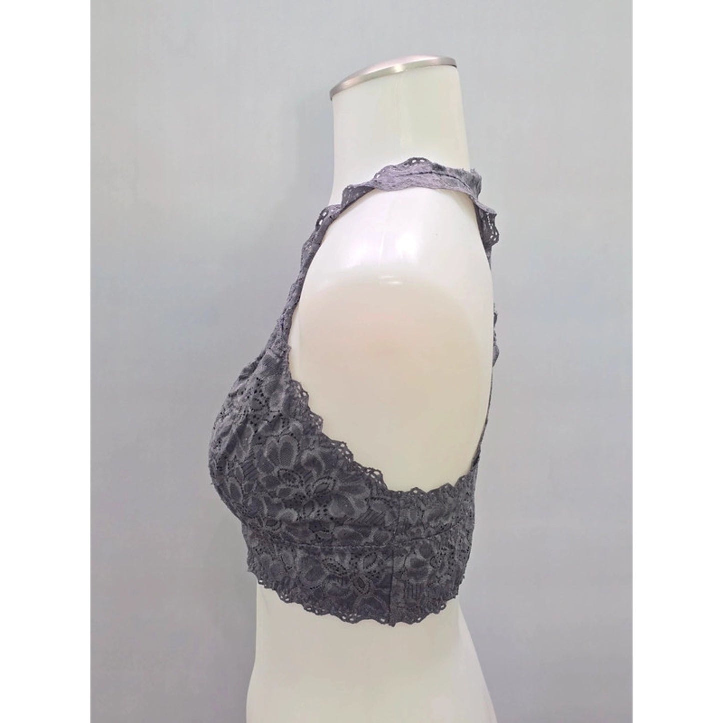Felina Gray Lace Floral Whimsygoth Fairy Coquette Bridal Bralette Medium