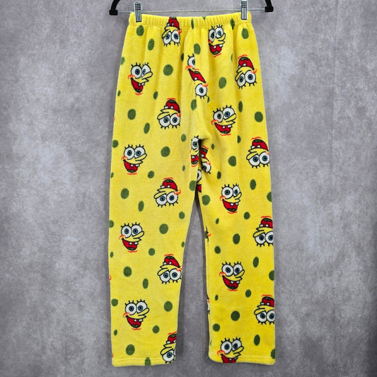 Yellow Spongebob Face Funky Fleece Sleep Bottoms Pajama Pants M Medium