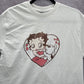 Betty Boop White Heart Retro Handmade Cotton Tshirt Medium