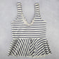 Cupshe Gray White Stripes Tankini Swimwear Crop Padded Top Beach XS Extra Small