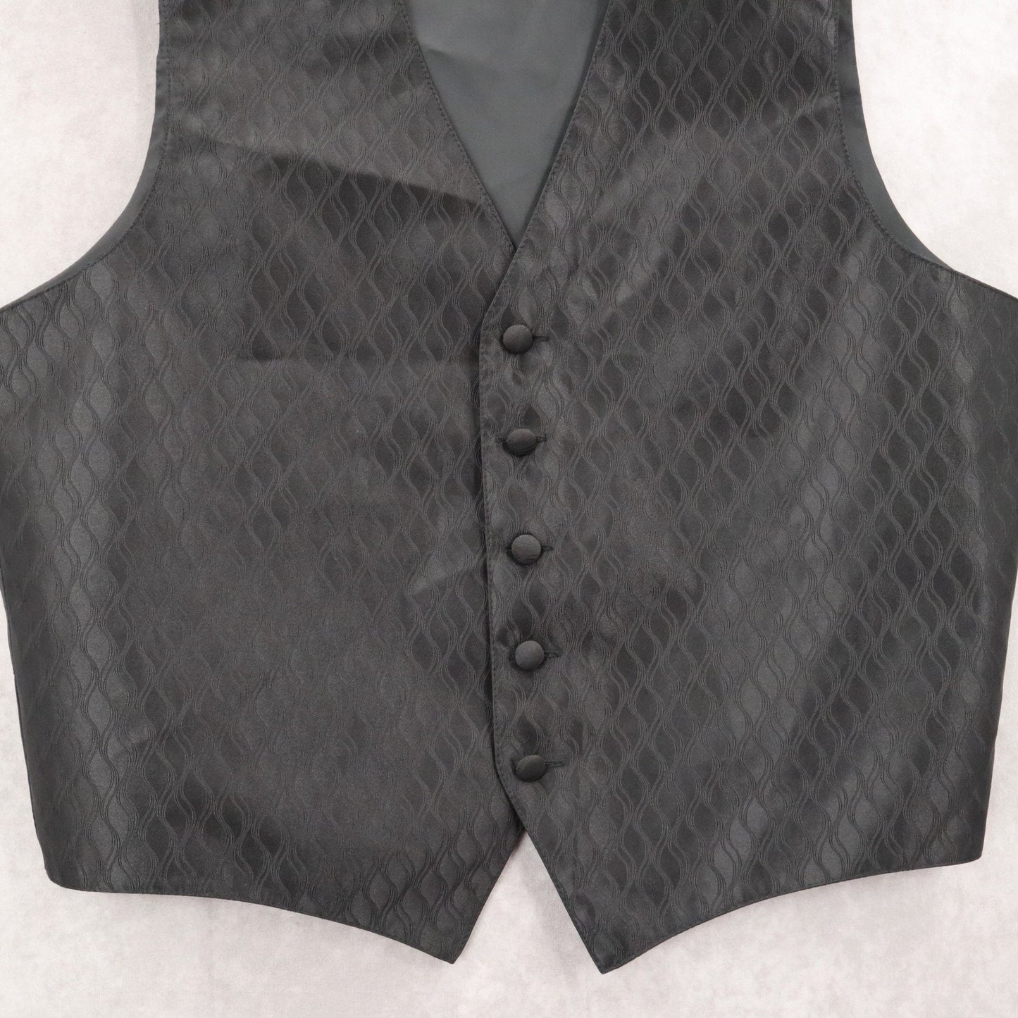 Brandon Michael Black 5 Button Peak Pattern Waistcoat Tuxedo Suit Vest Large 46R
