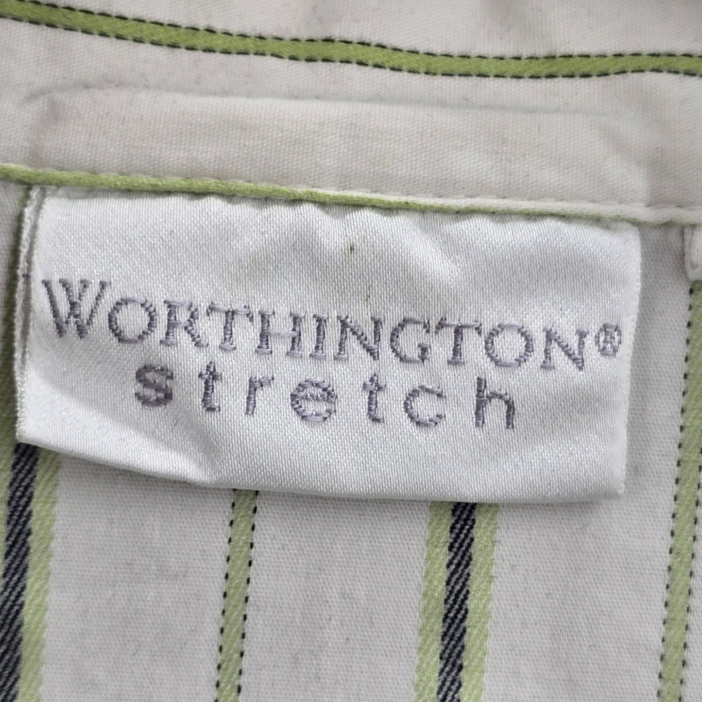 Worthington White Striped Short Sleeve Wrap Top Small