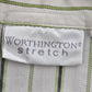 Worthington White Striped Short Sleeve Wrap Top Small