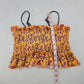 Yellow Floral Crop Smock Boho Tube Ruffle Y2K Bikini Bralette Swim Top M Medium