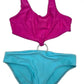 3GN Pink Blue One Piece Cutout Bathing Suit Silver Circle Swimwear Medium