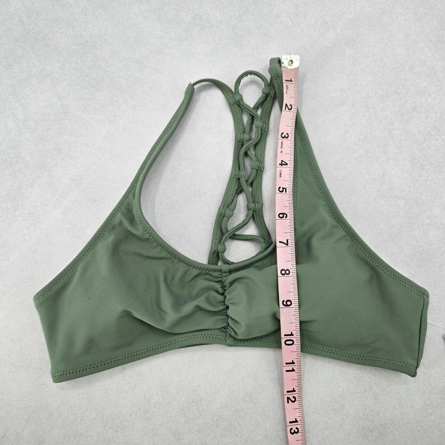 Green Crisscross Sports Bra Beach Padded Bikini Bralette Swim Top S Small