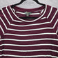 41 Hawthorn Burgundy White Stripe Long Sleeve Classic Blouse Top Medium