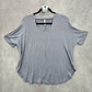 053. Yee Gray Short Sleeve Flare Cutout Casual Top Small