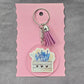 Letter Keychain Clear Silver Circle Handmade Acrylic Tassel Flower P Purple