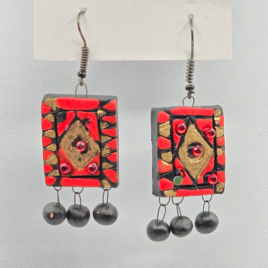 Clay Hand Painted Bells Hook Earrings Fashion Jewelry E62