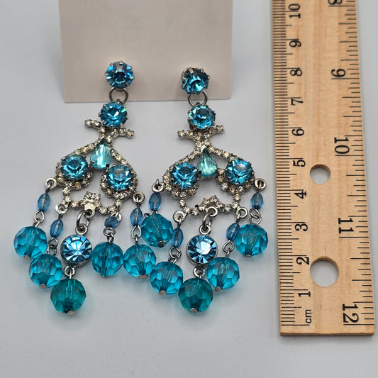 Blue Rhinestone Drop Dangle Stud Earrings Fashion Jewelry E66