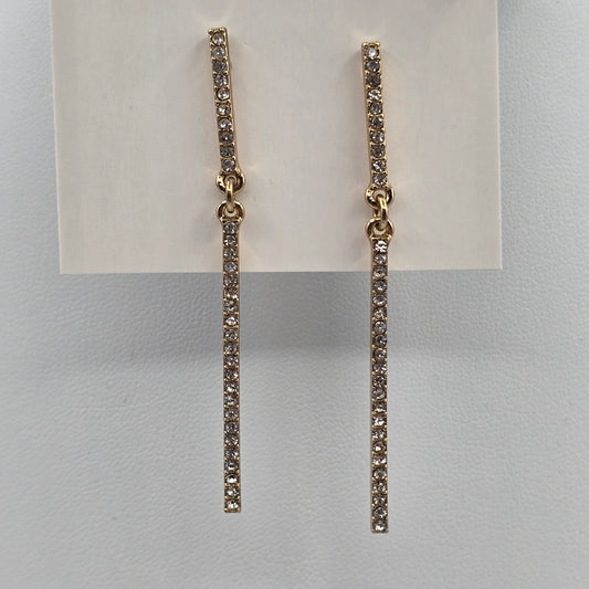 Gold Rhinestone Bar Dangle Hook Earrings Fashion Jewelry E68