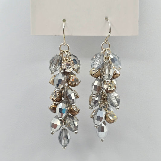 Silver Bead Long Dangle Hook Earrings Fashion Jewelry E69