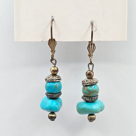Blue Bead Drop Dangle Hook Earrings Fashion Jewelry E71