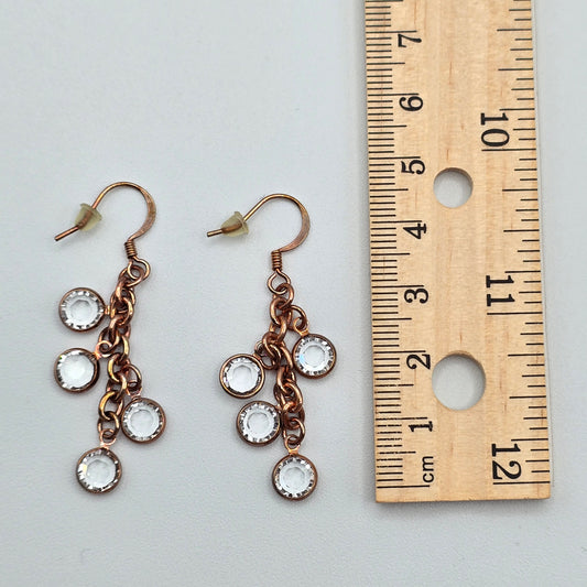 Copper Clear Rhinestone Bead Drop Dangle Hook Earrings Fashion Jewelry E74