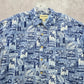 Cooke Street Blue Beach Palm Tropical Surf Island Vintage Hawaiian Shirt Large