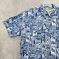 Cooke Street Blue Beach Palm Tropical Surf Island Vintage Hawaiian Shirt Large